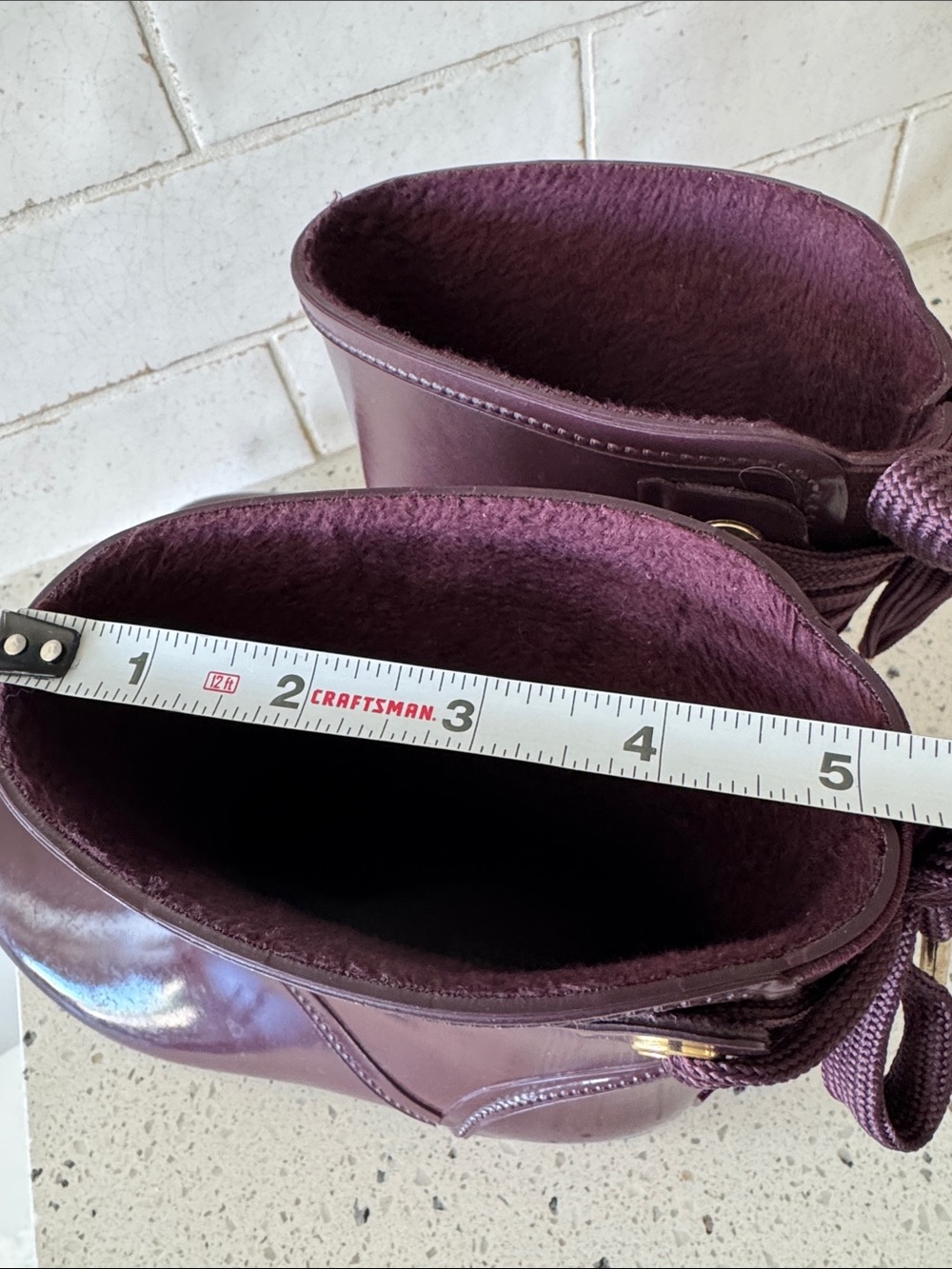 Michael Kors Women’s Deep Plum Lace-Up Glossy Rubber Ankle Rain Boots Size 9 EUC - Picture 9 of 13